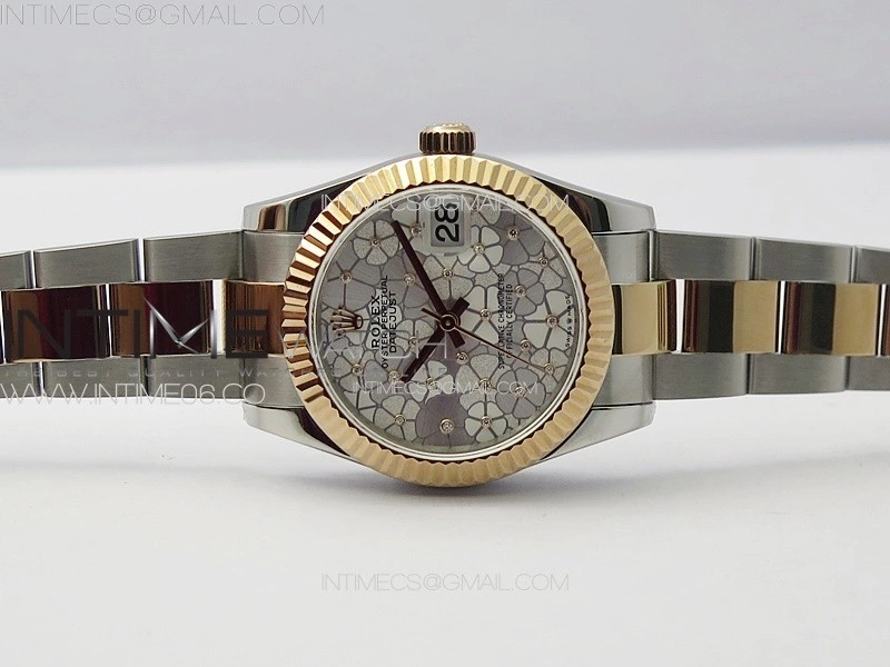 DateJust 31mm 278274 904L SS RG GMF Best Edition Silver Flowers Crystals Dial on 904L SS RG Oyster Bracelet A2824