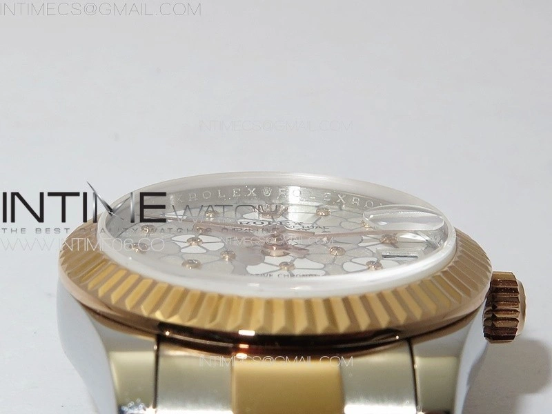 DateJust 31mm 278274 904L SS RG GMF Best Edition Silver Flowers Crystals Dial on 904L SS RG Oyster Bracelet A2824