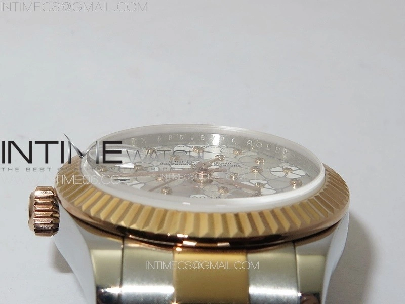 DateJust 31mm 278274 904L SS RG GMF Best Edition Silver Flowers Crystals Dial on 904L SS RG Oyster Bracelet A2824