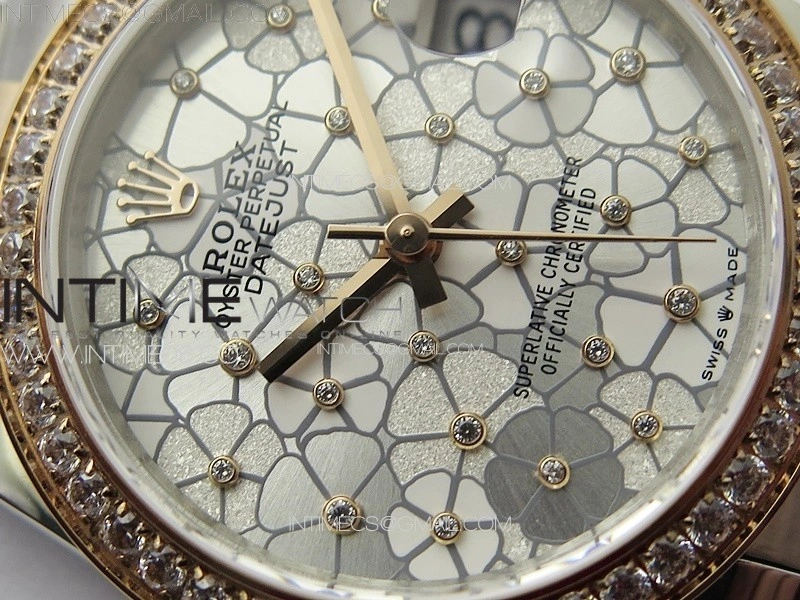 DateJust 31mm 278274 904L SS RG Crystals Bezel GMF Best Edition Silver Flowers Crystals Dial on 904L SS RG Oyster Bracelet A2824
