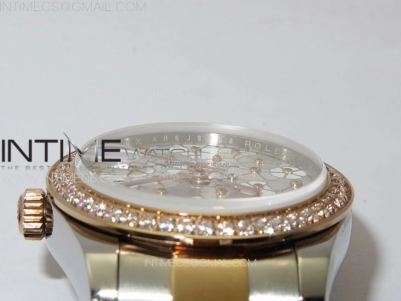 DateJust 31mm 278274 904L SS RG Crystals Bezel GMF Best Edition Silver Flowers Crystals Dial on 904L SS RG Oyster Bracelet A2824