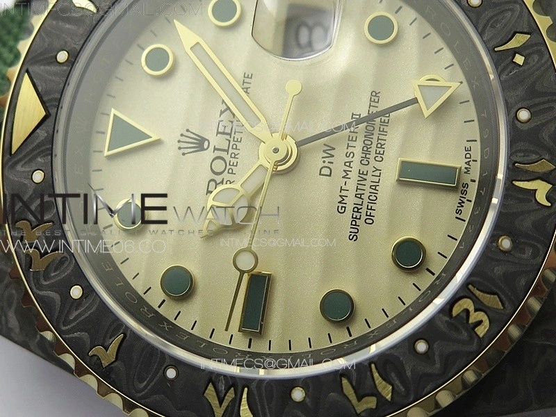 GMT Carbon DIWF Best Edition Gold Dial on Green Nylon Strap SA3285 CHS