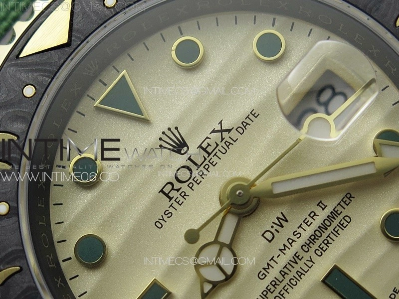 GMT Carbon DIWF Best Edition Gold Dial on Green Nylon Strap SA3285 CHS