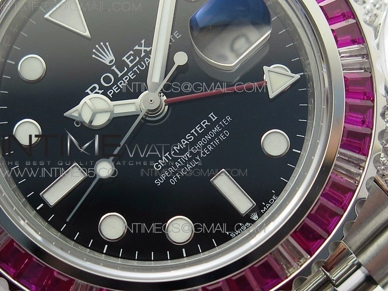 GMT-Master II Red Blue Diamonds Bezel 904L Steel GMF Best Edition SA3285 CHS V3