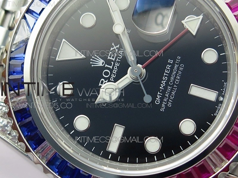 GMT-Master II Red Blue Diamonds Bezel 904L Steel GMF Best Edition SA3285 CHS V3
