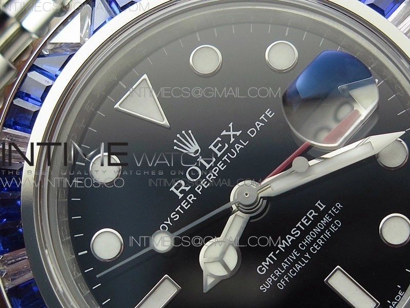 GMT-Master II Red Blue Diamonds Bezel 904L Steel GMF Best Edition SA3285 CHS V3
