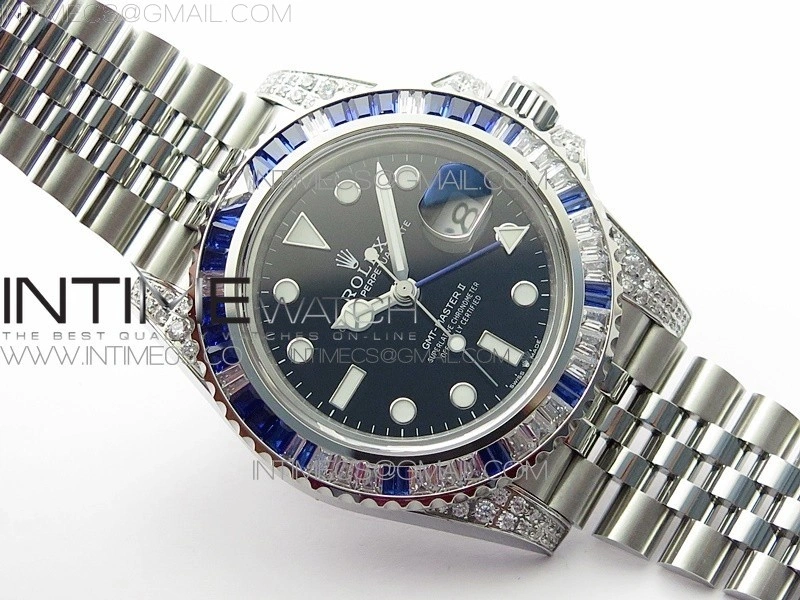 GMT-Master II White Blue Diamonds Bezel 904L Steel GMF Best Edition SA3285 CHS V3