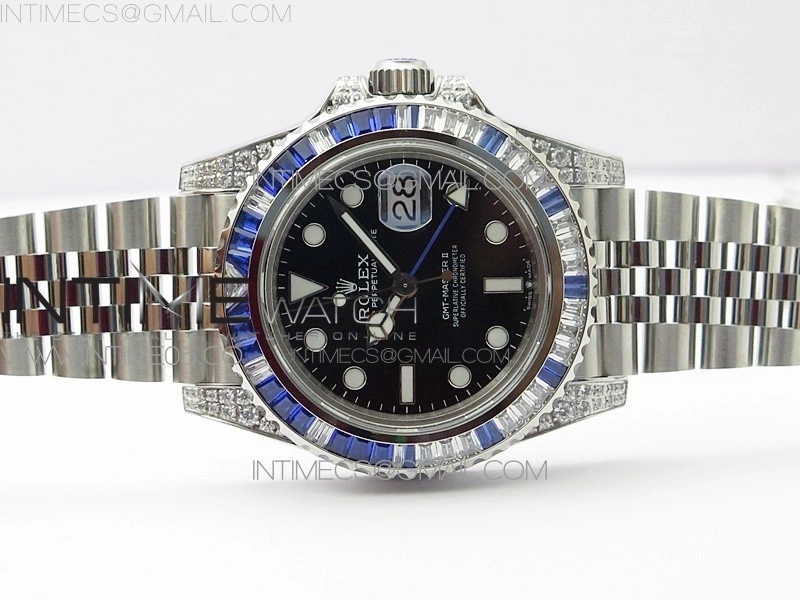 GMT-Master II White Blue Diamonds Bezel 904L Steel GMF Best Edition SA3285 CHS V3