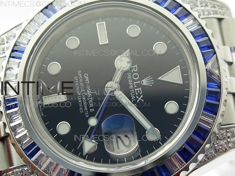 GMT-Master II White Blue Diamonds Bezel 904L Steel GMF Best Edition SA3285 CHS V3