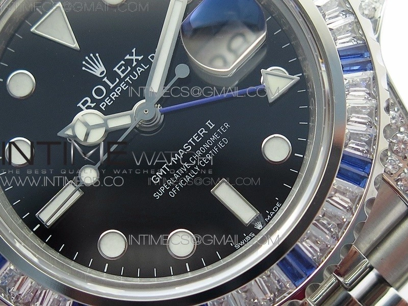 GMT-Master II White Blue Diamonds Bezel 904L Steel GMF Best Edition SA3285 CHS V3