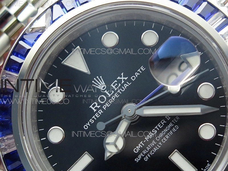 GMT-Master II White Blue Diamonds Bezel 904L Steel GMF Best Edition SA3285 CHS V3
