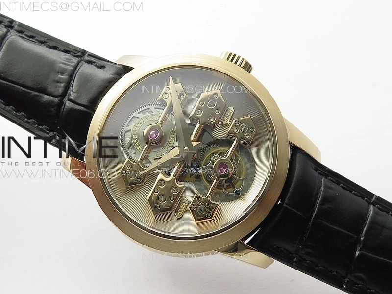 GP Bridges 41mm Tourbillon RG YSF Best Edition White Dial on Black Leather Strap