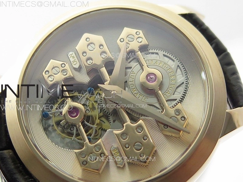GP Bridges 41mm Tourbillon RG YSF Best Edition White Dial on Black Leather Strap