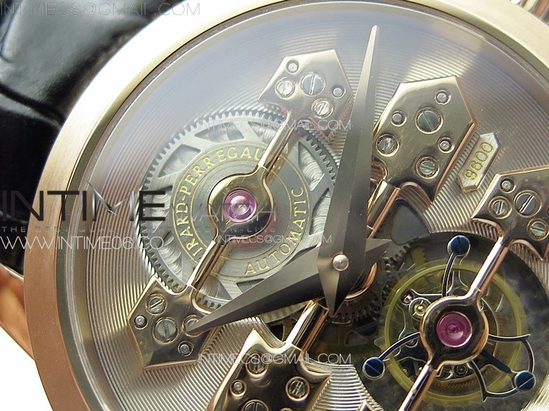 GP Bridges 41mm Tourbillon RG YSF Best Edition White Dial on Black Leather Strap
