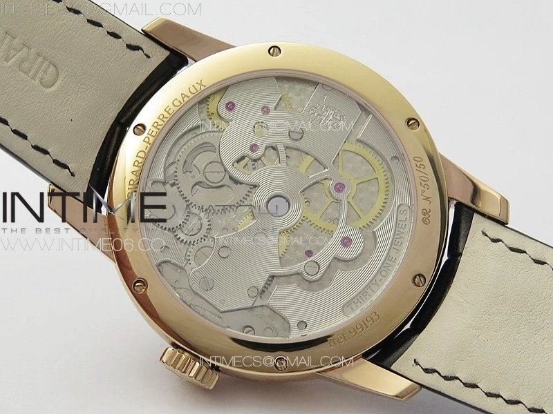 GP Bridges 41mm Tourbillon RG YSF Best Edition White Dial on Black Leather Strap