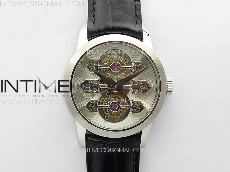 GP Bridges 41mm Tourbillon SS YSF Best Edition White Dial on Black Leather Strap
