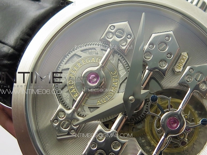 GP Bridges 41mm Tourbillon SS YSF Best Edition White Dial on Black Leather Strap