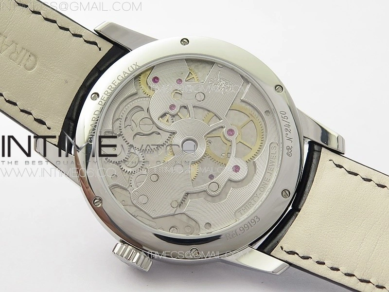 GP Bridges 41mm Tourbillon SS YSF Best Edition White Dial on Black Leather Strap