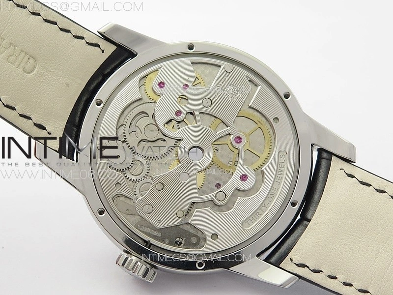 GP Bridges 41mm Tourbillon SS YSF Best Edition White Dial on Black Leather Strap
