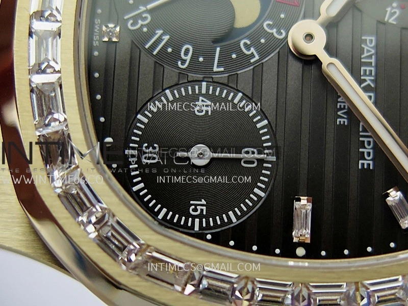 Nautilus 5724R RG T Diamond PPF 1:1 Best Edition Blue Dial on Brown Leather Strap A240 Super Clone