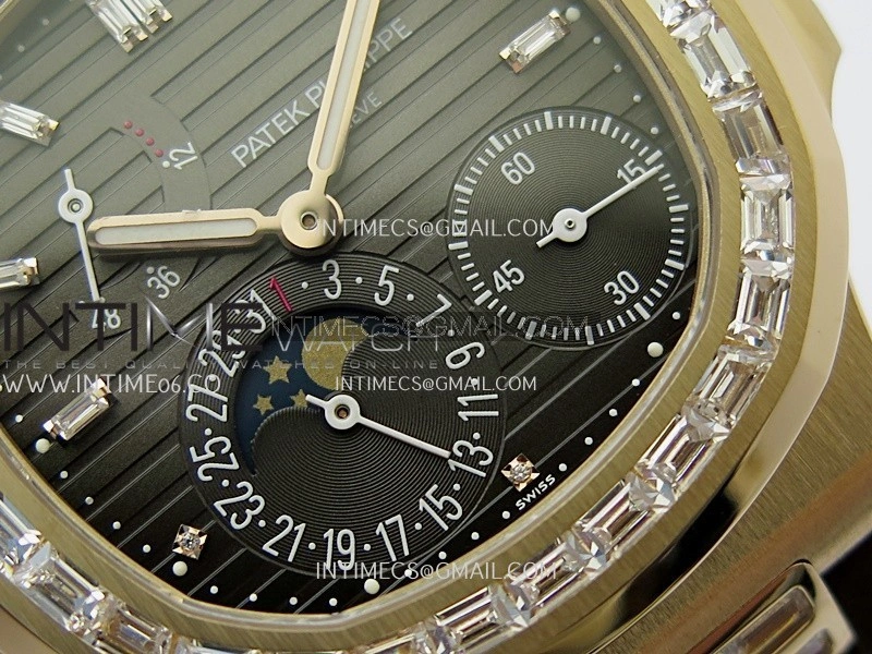 Nautilus 5724R RG T Diamond PPF 1:1 Best Edition Blue Dial on Brown Leather Strap A240 Super Clone