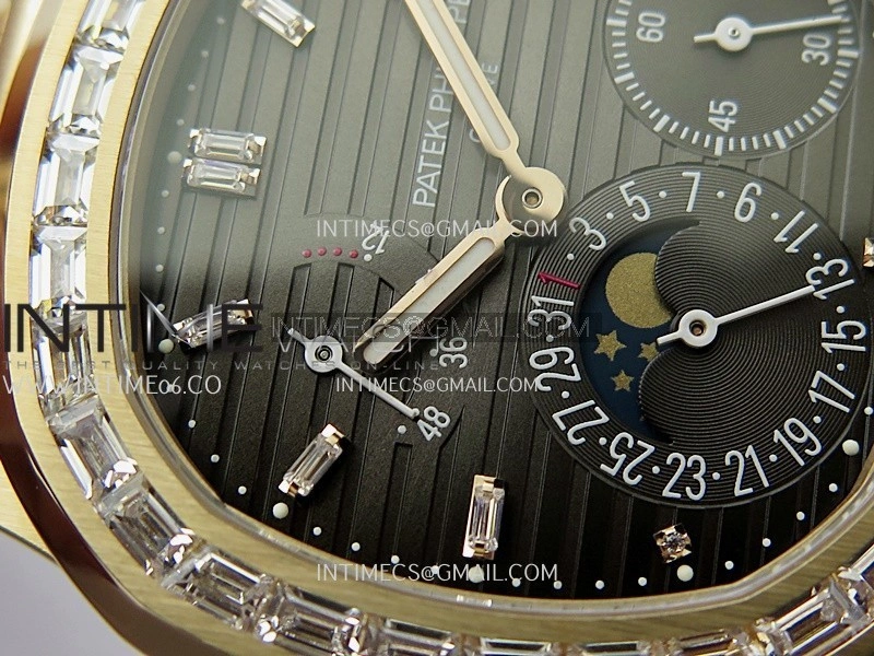 Nautilus 5724R RG T Diamond PPF 1:1 Best Edition Blue Dial on Brown Leather Strap A240 Super Clone