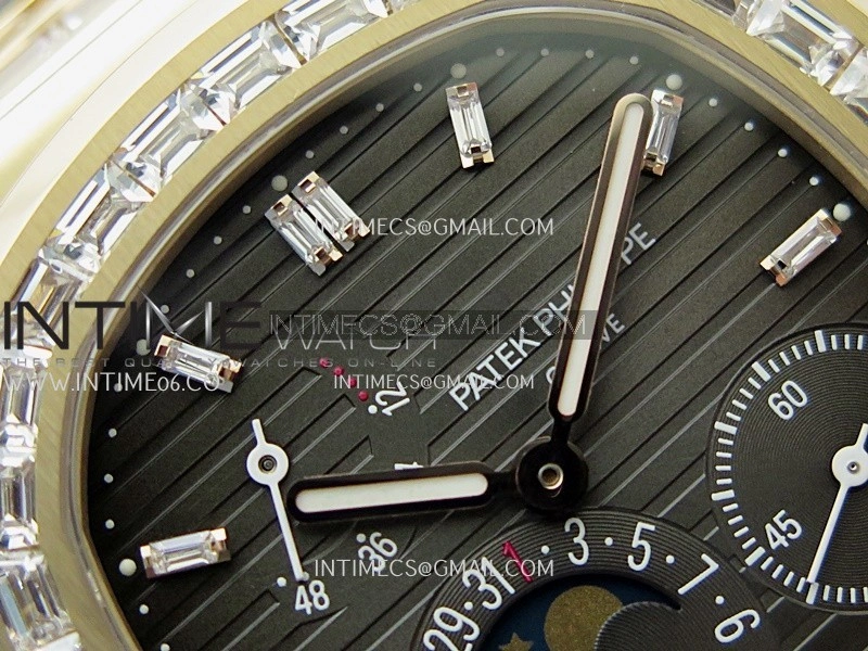 Nautilus 5724R RG T Diamond PPF 1:1 Best Edition Blue Dial on Brown Leather Strap A240 Super Clone