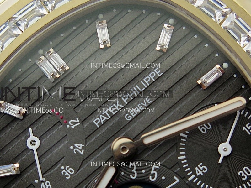 Nautilus 5724R RG T Diamond PPF 1:1 Best Edition Blue Dial on Brown Leather Strap A240 Super Clone