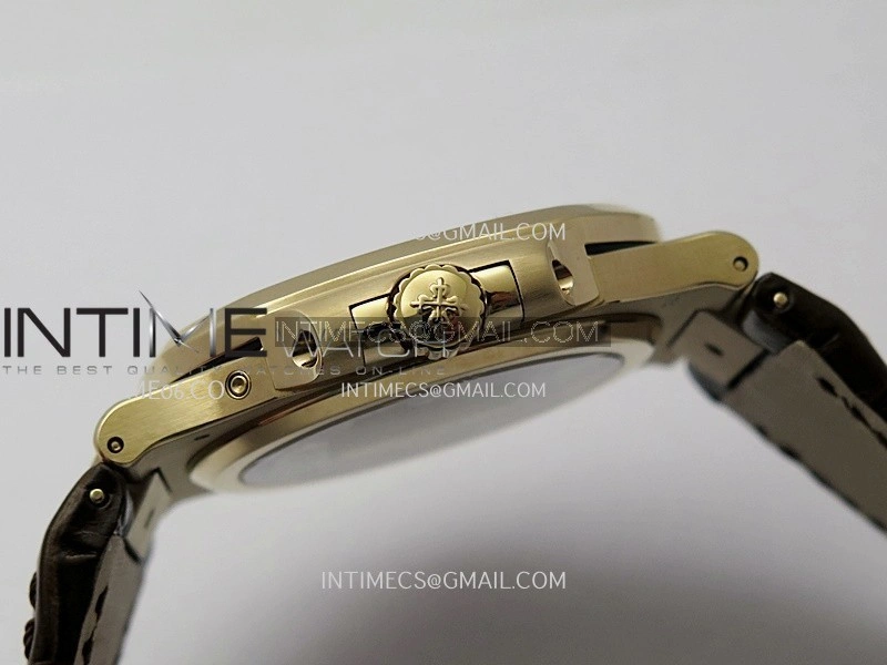 Nautilus 5724R RG T Diamond PPF 1:1 Best Edition Blue Dial on Brown Leather Strap A240 Super Clone