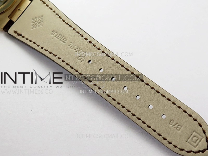 Nautilus 5724R RG T Diamond PPF 1:1 Best Edition Blue Dial on Brown Leather Strap A240 Super Clone