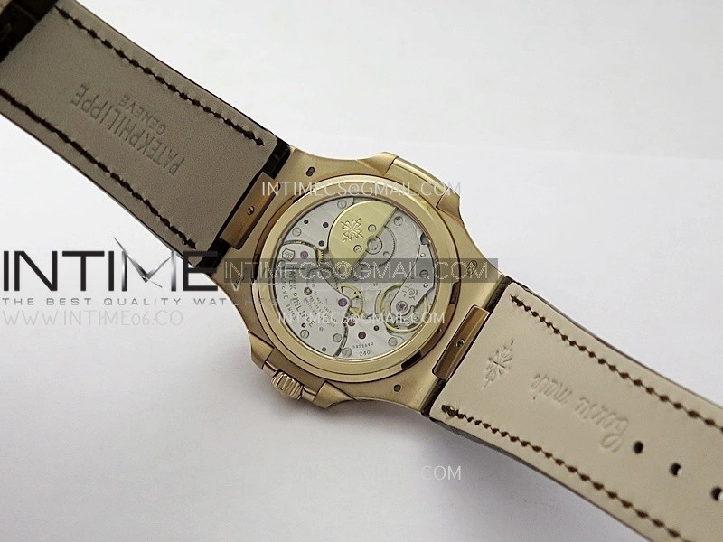 Nautilus 5724R RG T Diamond PPF 1:1 Best Edition Blue Dial on Brown Leather Strap A240 Super Clone