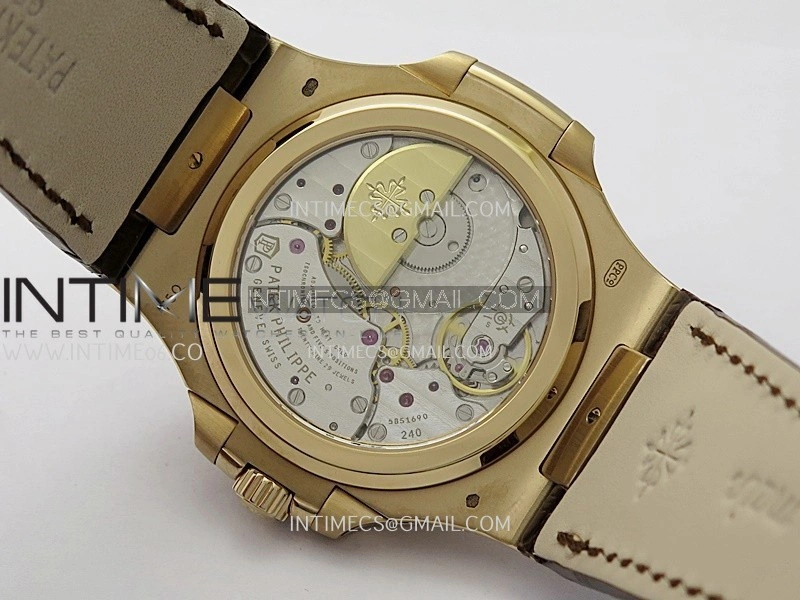 Nautilus 5724R RG T Diamond PPF 1:1 Best Edition Blue Dial on Brown Leather Strap A240 Super Clone