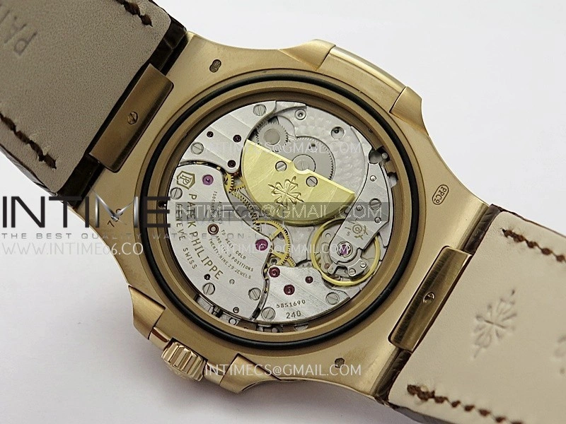 Nautilus 5724R RG T Diamond PPF 1:1 Best Edition Blue Dial on Brown Leather Strap A240 Super Clone