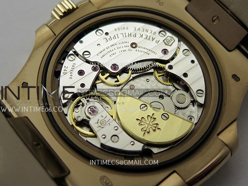 Nautilus 5724R RG T Diamond PPF 1:1 Best Edition Blue Dial on Brown Leather Strap A240 Super Clone