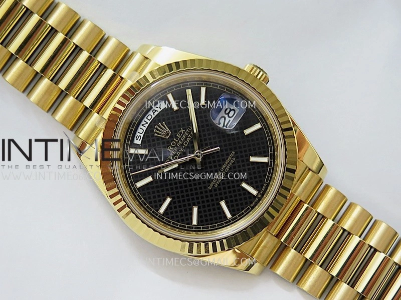 Day Date 40 YG 228238 THBF 1:1 Gain Weight Best Edition Black Dial Stick Marker on President Bracelet VR3255 V3