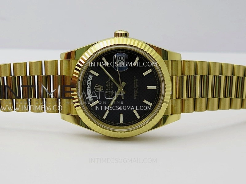 Day Date 40 YG 228238 THBF 1:1 Gain Weight Best Edition Black Dial Stick Marker on President Bracelet VR3255 V3