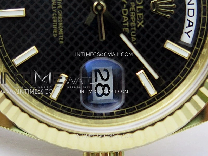 Day Date 40 YG 228238 THBF 1:1 Gain Weight Best Edition Black Dial Stick Marker on President Bracelet VR3255 V3