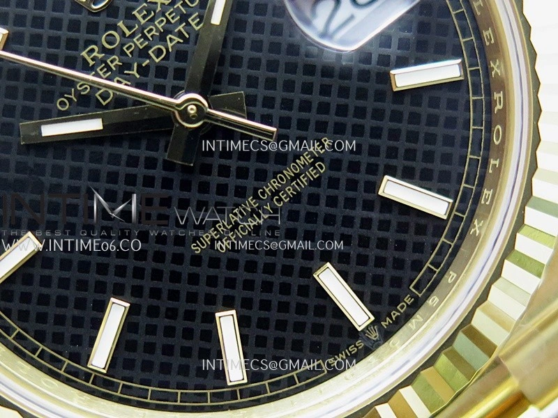 Day Date 40 YG 228238 THBF 1:1 Gain Weight Best Edition Black Dial Stick Marker on President Bracelet VR3255 V3