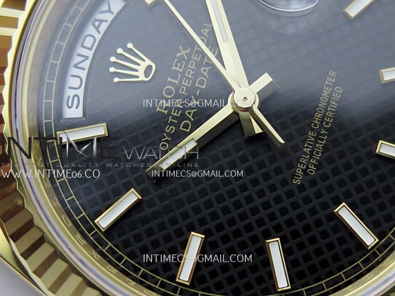 Day Date 40 YG 228238 THBF 1:1 Gain Weight Best Edition Black Dial Stick Marker on President Bracelet VR3255 V3
