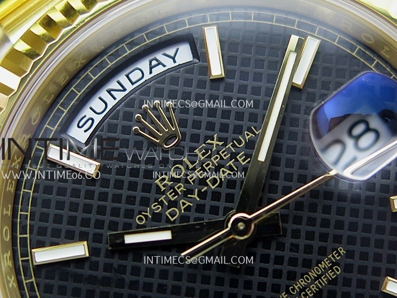 Day Date 40 YG 228238 THBF 1:1 Gain Weight Best Edition Black Dial Stick Marker on President Bracelet VR3255 V3