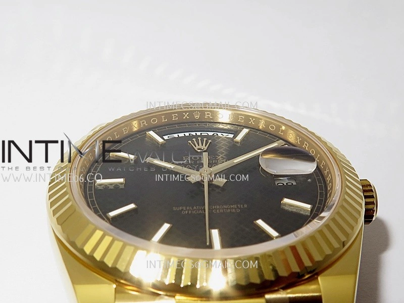 Day Date 40 YG 228238 THBF 1:1 Gain Weight Best Edition Black Dial Stick Marker on President Bracelet VR3255 V3