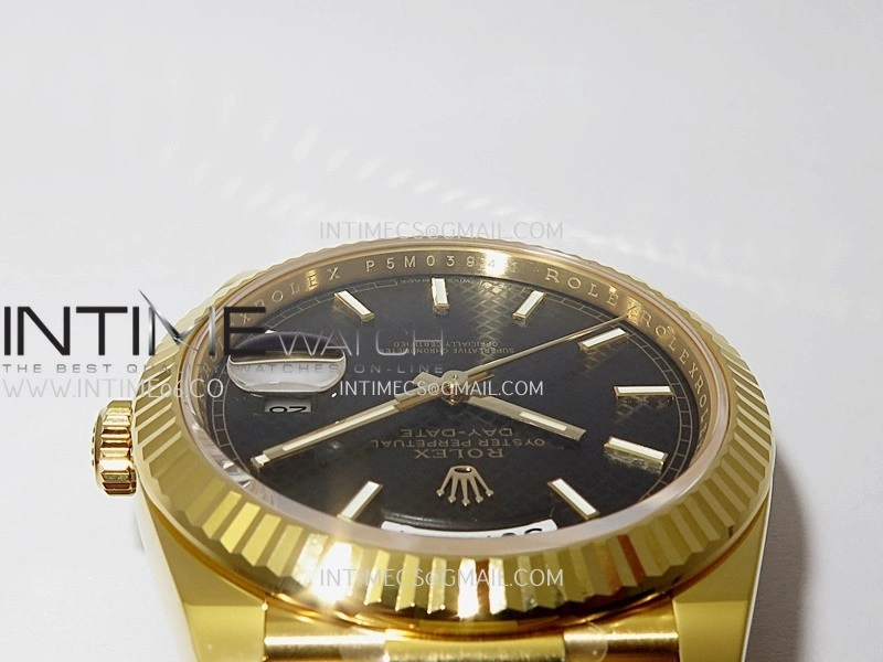 Day Date 40 YG 228238 THBF 1:1 Gain Weight Best Edition Black Dial Stick Marker on President Bracelet VR3255 V3