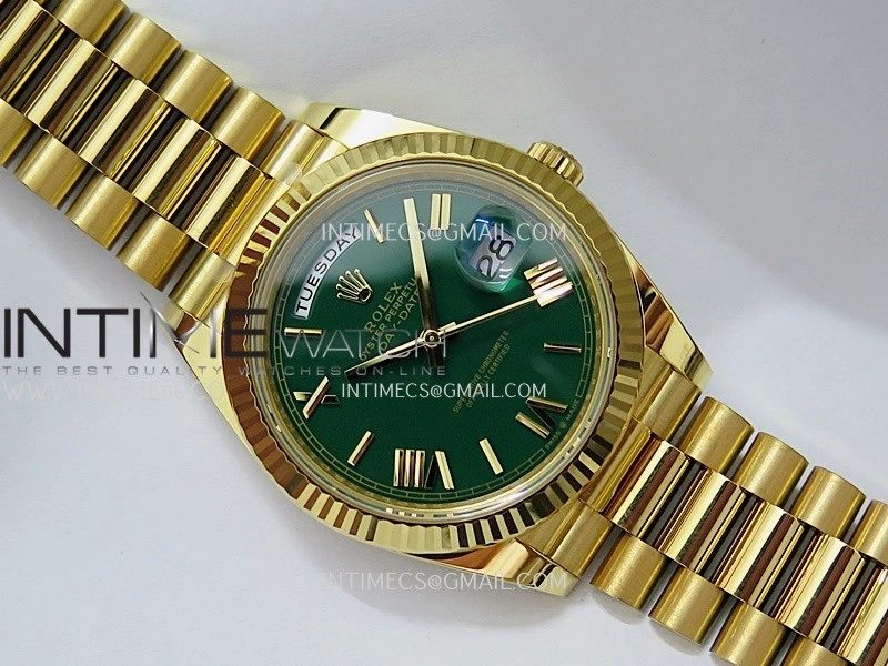 Day Date 40 YG 228238 THBF 1:1 Gain Weight Best Edition Green Dial Roman Marker on President Bracelet VR3255 V3