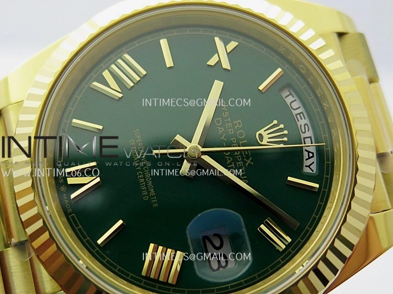 Day Date 40 YG 228238 THBF 1:1 Gain Weight Best Edition Green Dial Roman Marker on President Bracelet VR3255 V3