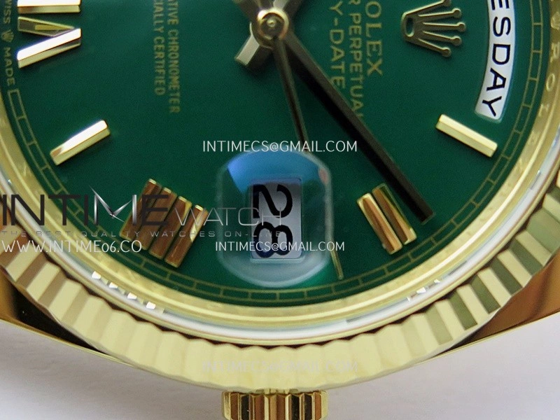 Day Date 40 YG 228238 THBF 1:1 Gain Weight Best Edition Green Dial Roman Marker on President Bracelet VR3255 V3