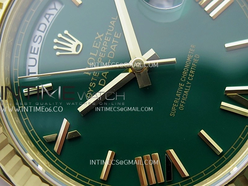 Day Date 40 YG 228238 THBF 1:1 Gain Weight Best Edition Green Dial Roman Marker on President Bracelet VR3255 V3
