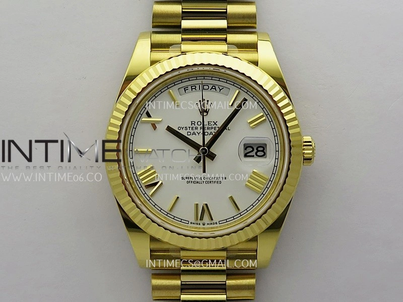 Day Date 40 YG 228238 THBF 1:1 Gain Weight Best Edition White Dial Roman Marker on President Bracelet VR3255 V3