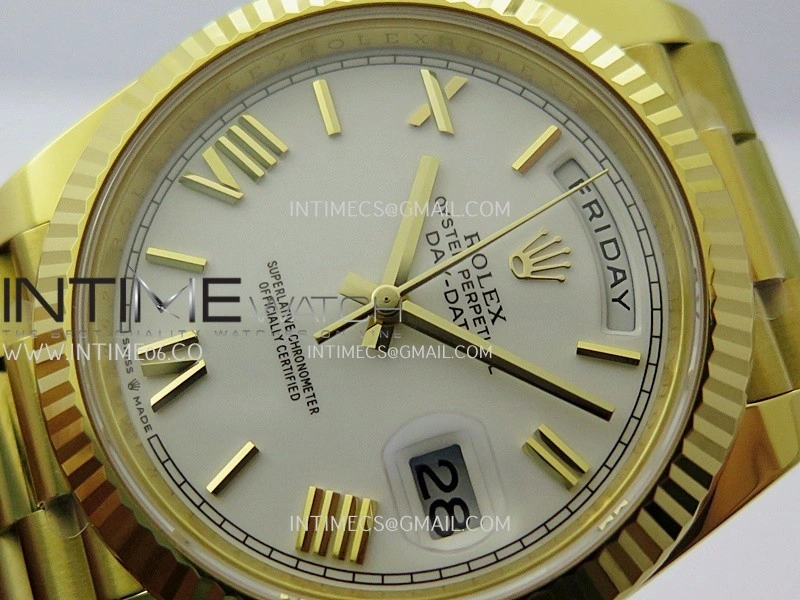Day Date 40 YG 228238 THBF 1:1 Gain Weight Best Edition White Dial Roman Marker on President Bracelet VR3255 V3