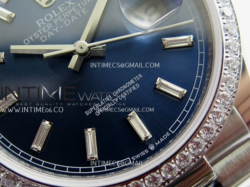 Day Date 128349 SS Gain Weight KF 1:1 Edition Blue Dial T Diamond Marker On President Bracelet A2836