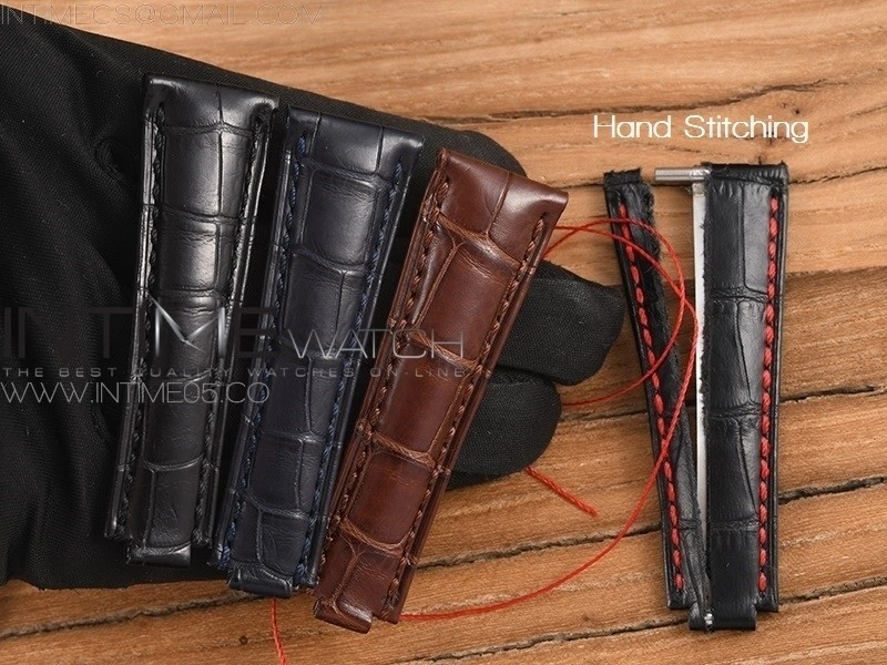 Genuine Alligator Leather Strap with Metal Insert for Rolex